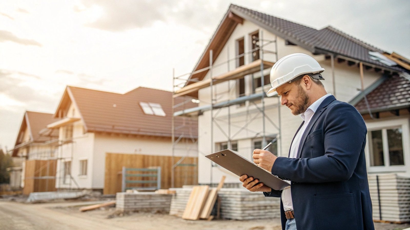 Professional surveyor conducting new build snagging inspection in Luton